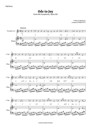 Ode to Joy for Trumpet in C with Piano by Beethoven Opus 125