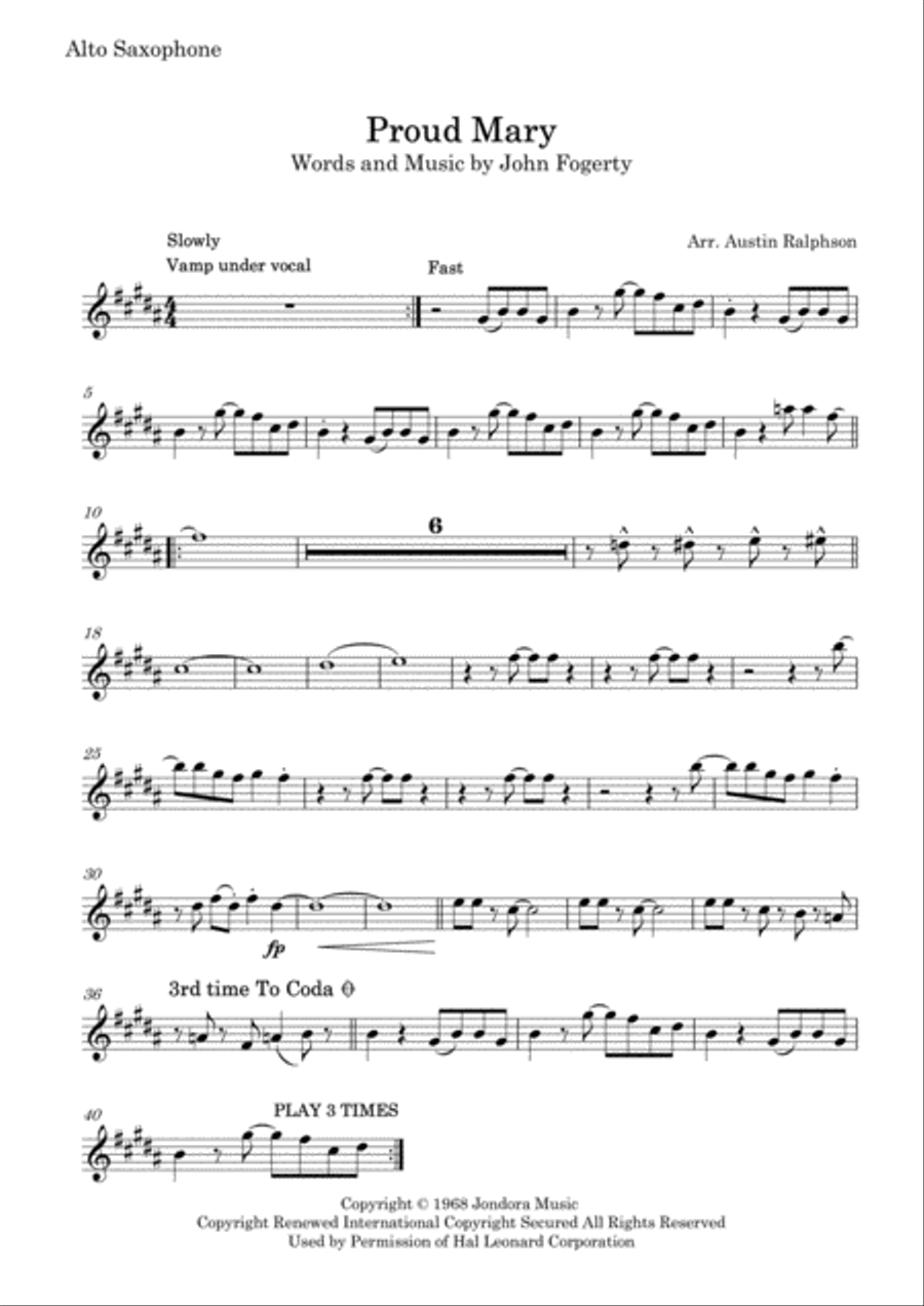 Proud Mary Tenor Saxophone scores gallery preview page 5