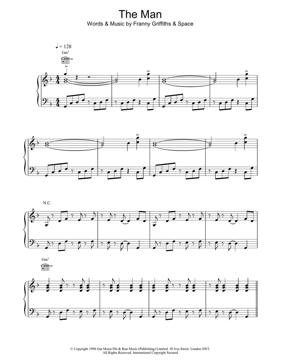 The Man The Man Piano, Vocal, Guitar scores gallery preview page 1