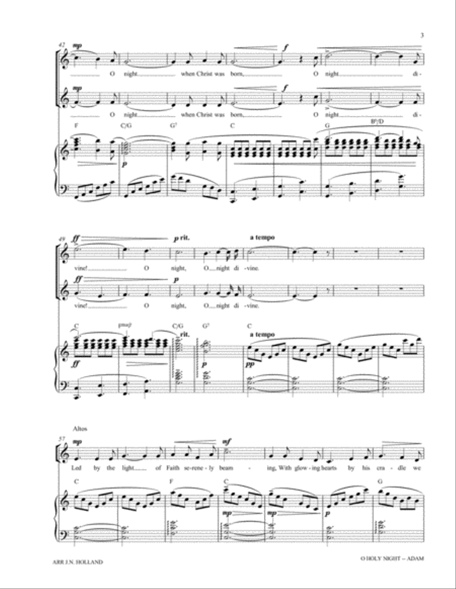 O Holy Night (Cantique de Noel) Adolphe Adam for SA Chorus SA scores gallery preview page 5