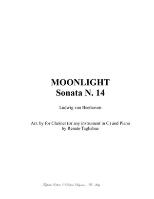 Book cover for MOONLIGHT SONATA - Arr for Clarinet (or any instr. in Bb) and Piano.