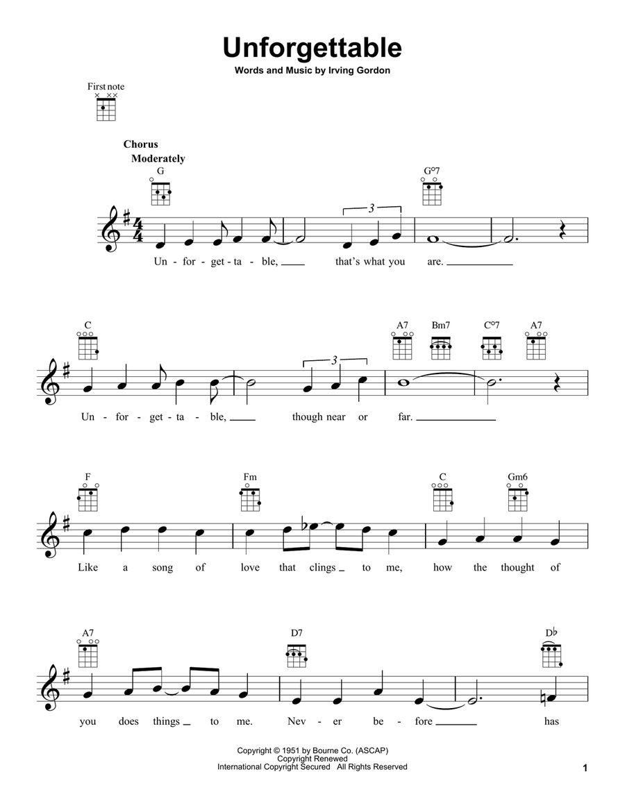 Unforgettable Unforgettable Ukulele scores gallery preview page 1