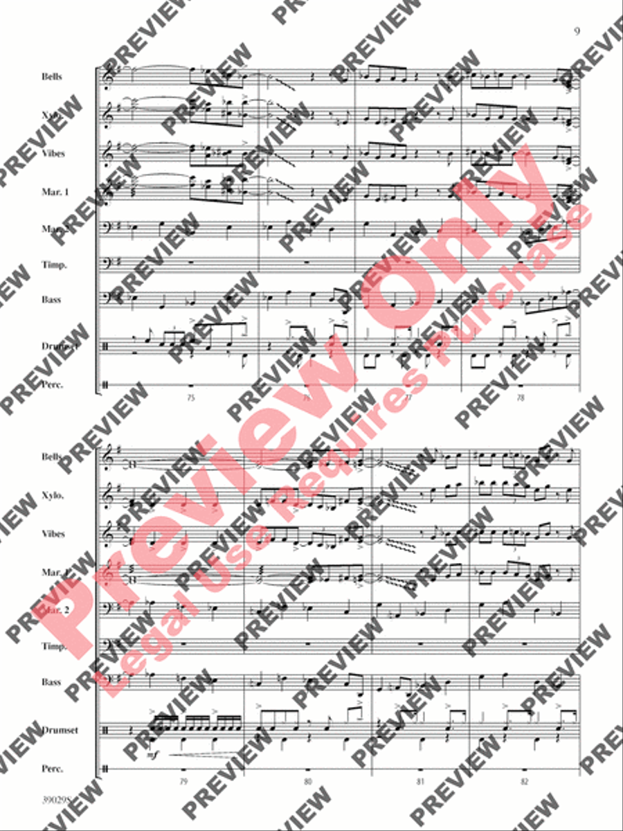 The Pink Panther Medley (Inspector Clouseau and The Pink Panther Theme) Percussion Ensemble scores gallery preview page 10