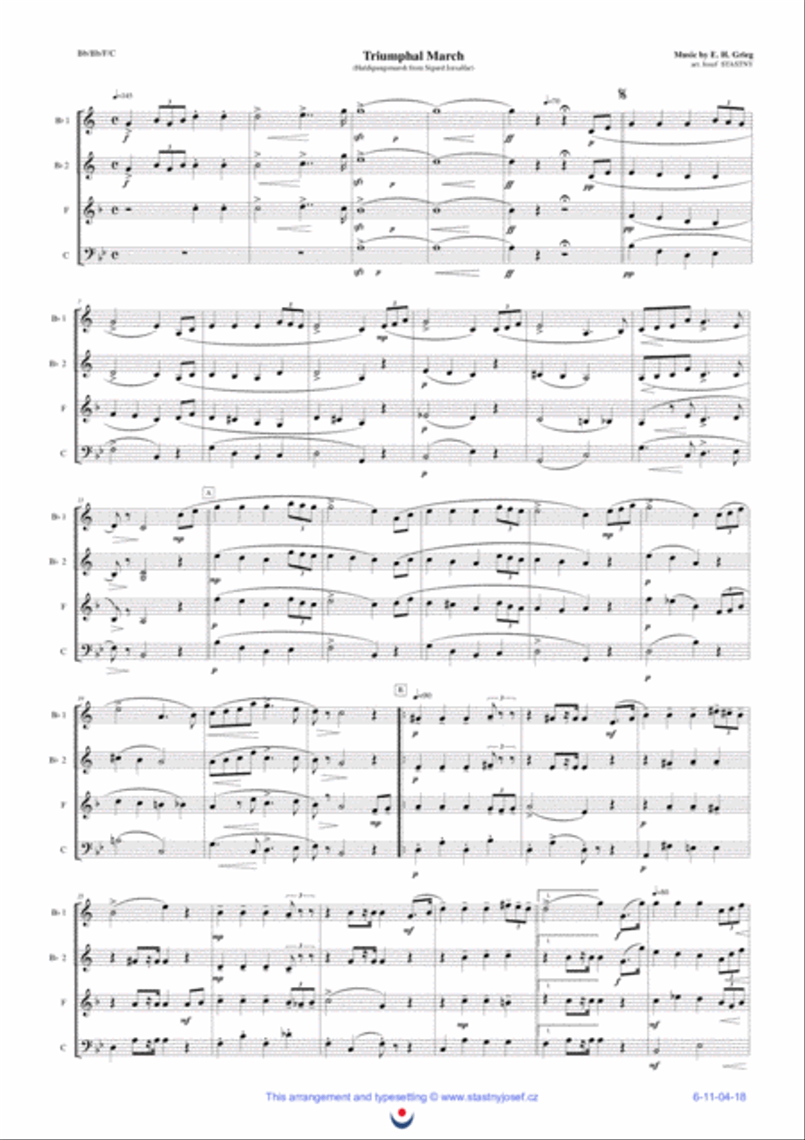 Triumphal March (Grieg) Brass Ensemble scores gallery preview page 1
