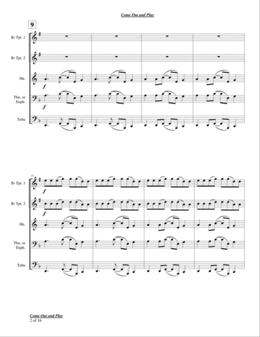 Come Out And Play (keep 'em Separated) Chamber Music scores gallery preview page 2