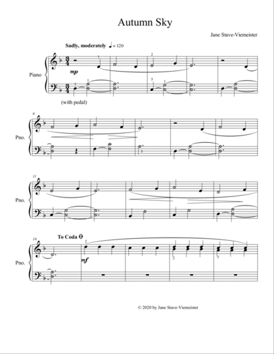 Autumn Sky for Solo Piano Piano Solo scores gallery preview page 2