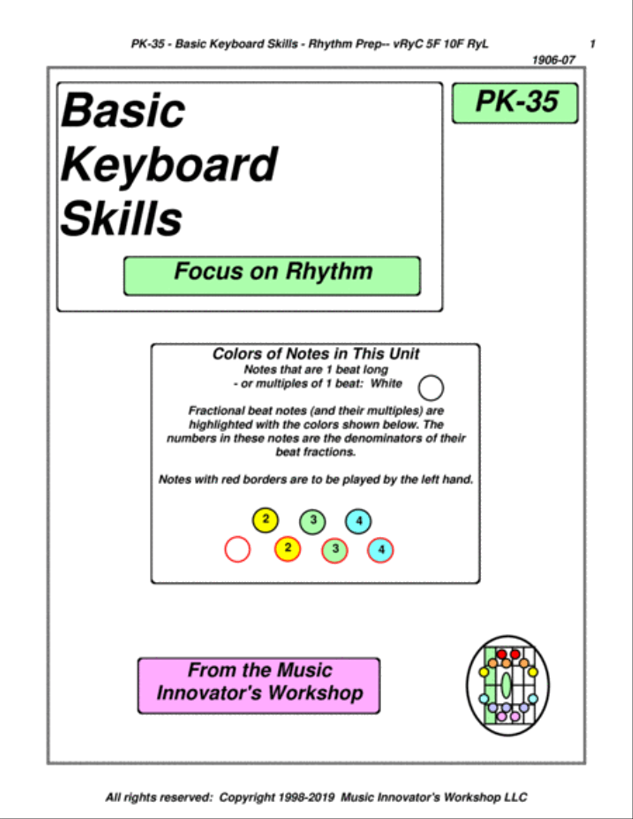 PK-35 - Basic Keyboard Skills - Focus on Rhythm Piano Method scores gallery preview page 1
