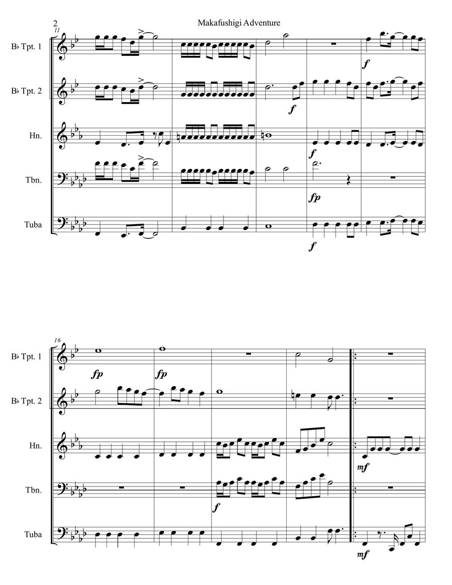 Makafushigi Adventure Makafushigi Adventure Brass Ensemble scores gallery preview page 2