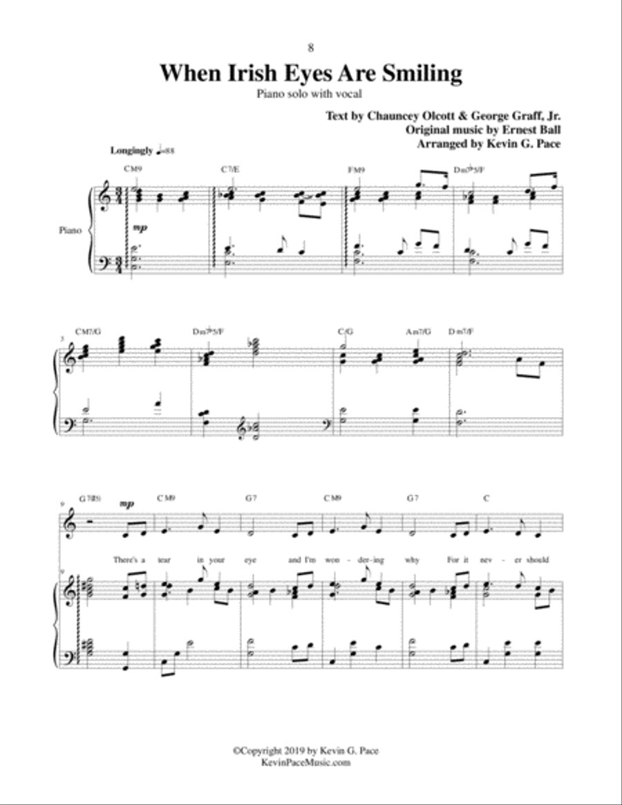 When Irish Eyes Are Smiling - piano solo (includes vocals and chords) Piano Solo scores gallery preview page 2