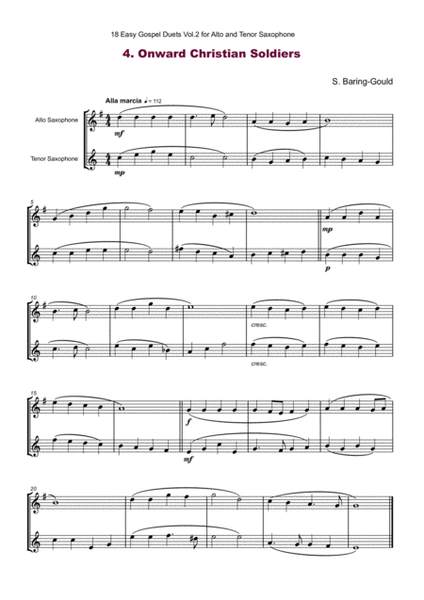 18 Easy Gospel Duets Vol.2 for Alto and Tenor Saxophone