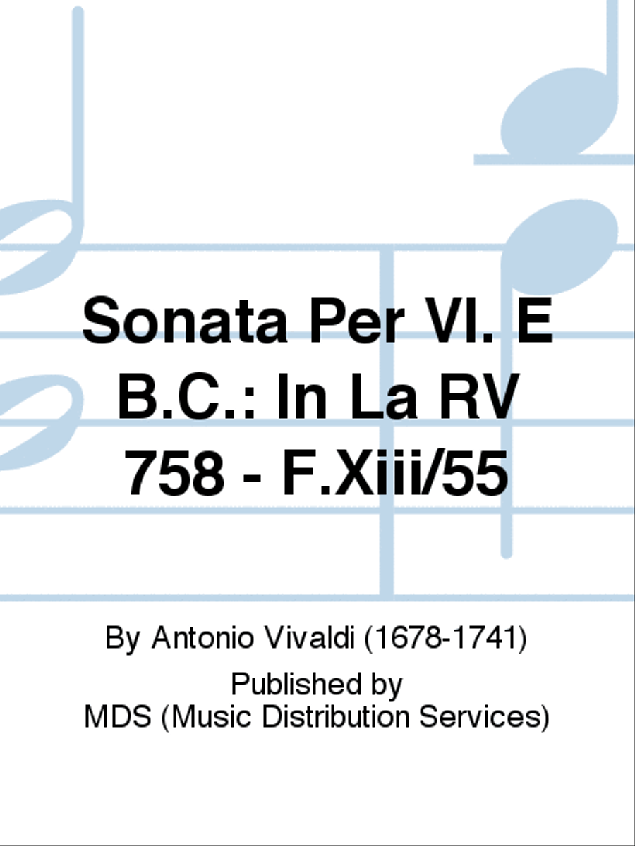 SONATA PER VL. E B.C.: IN LA RV 758 - F.XIII/55 School and Community scores gallery preview page 1