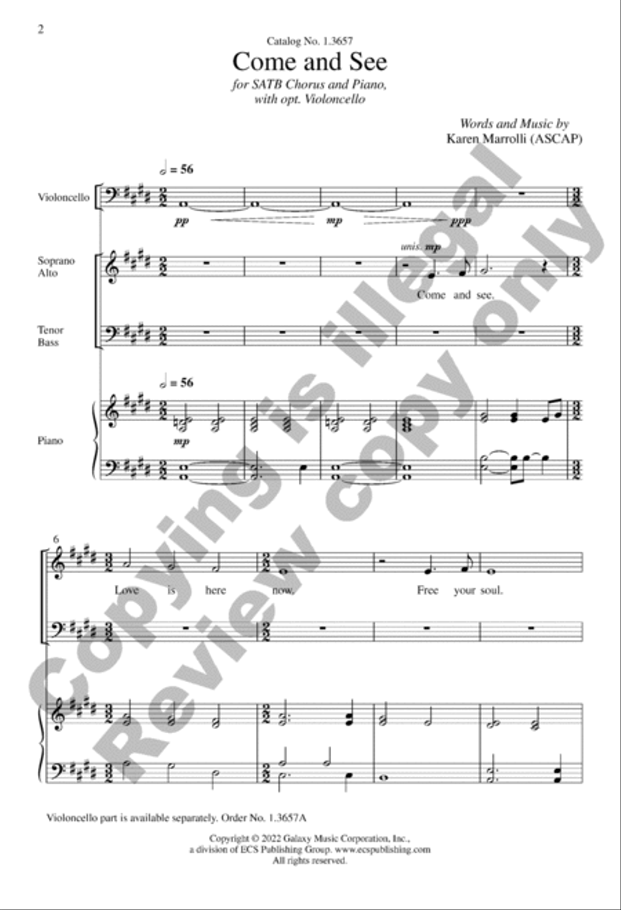 Come and See (Choral Score) 4-Part scores gallery preview page 2