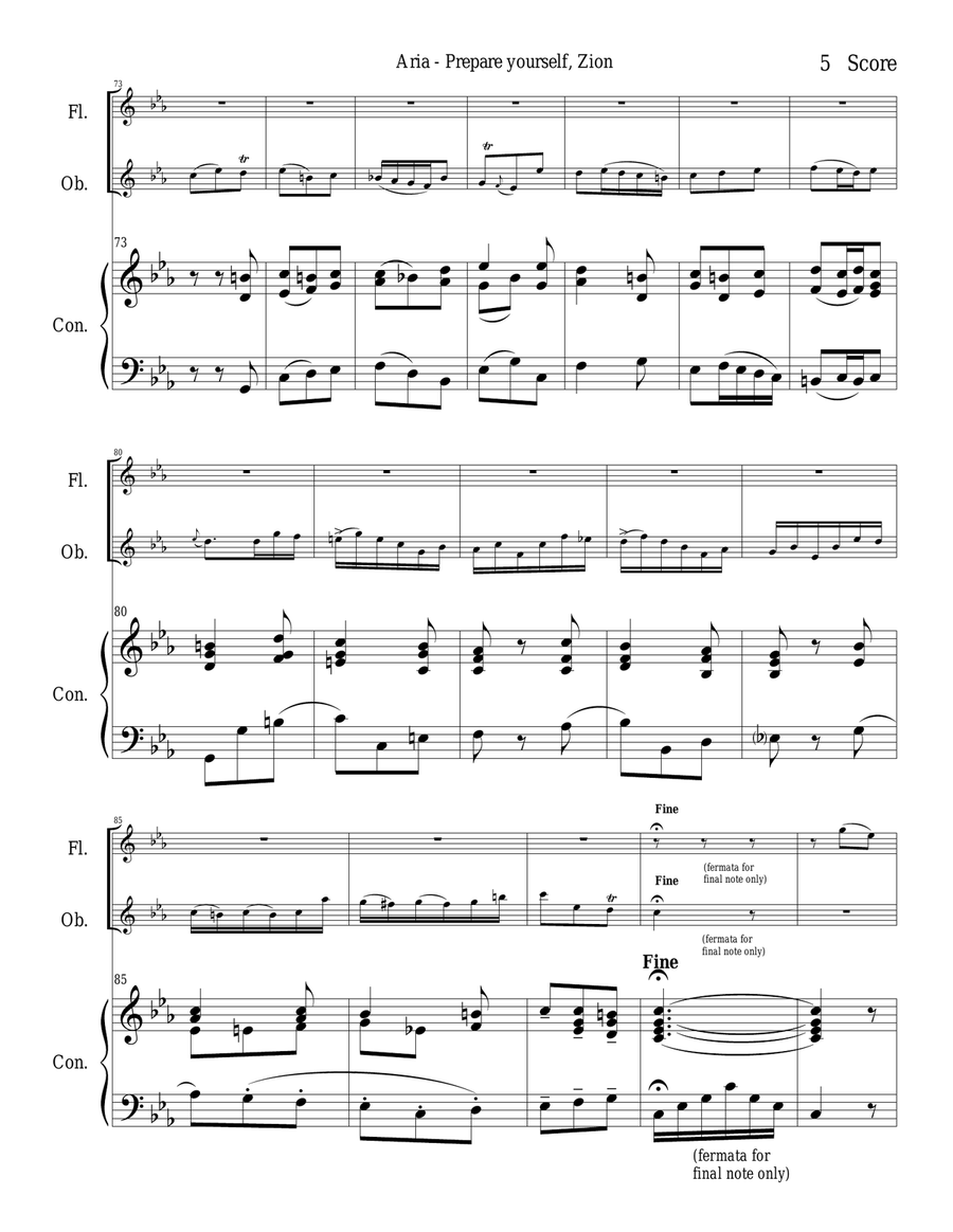 Bach - Aria from The Christmas Oratorio for flute and oboe duet Woodwind Duet scores gallery preview page 5