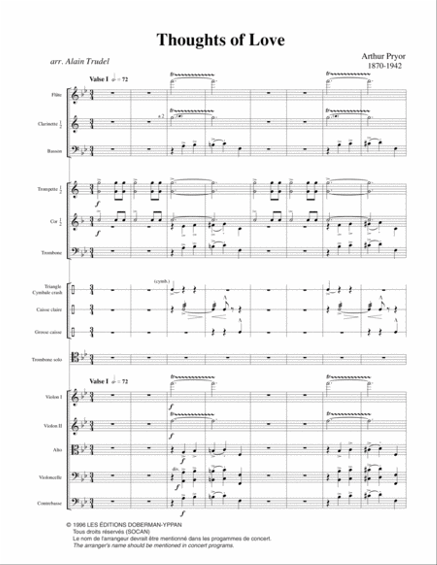 Thoughts of Love (trombone) (score) Orchestra scores gallery preview page 3