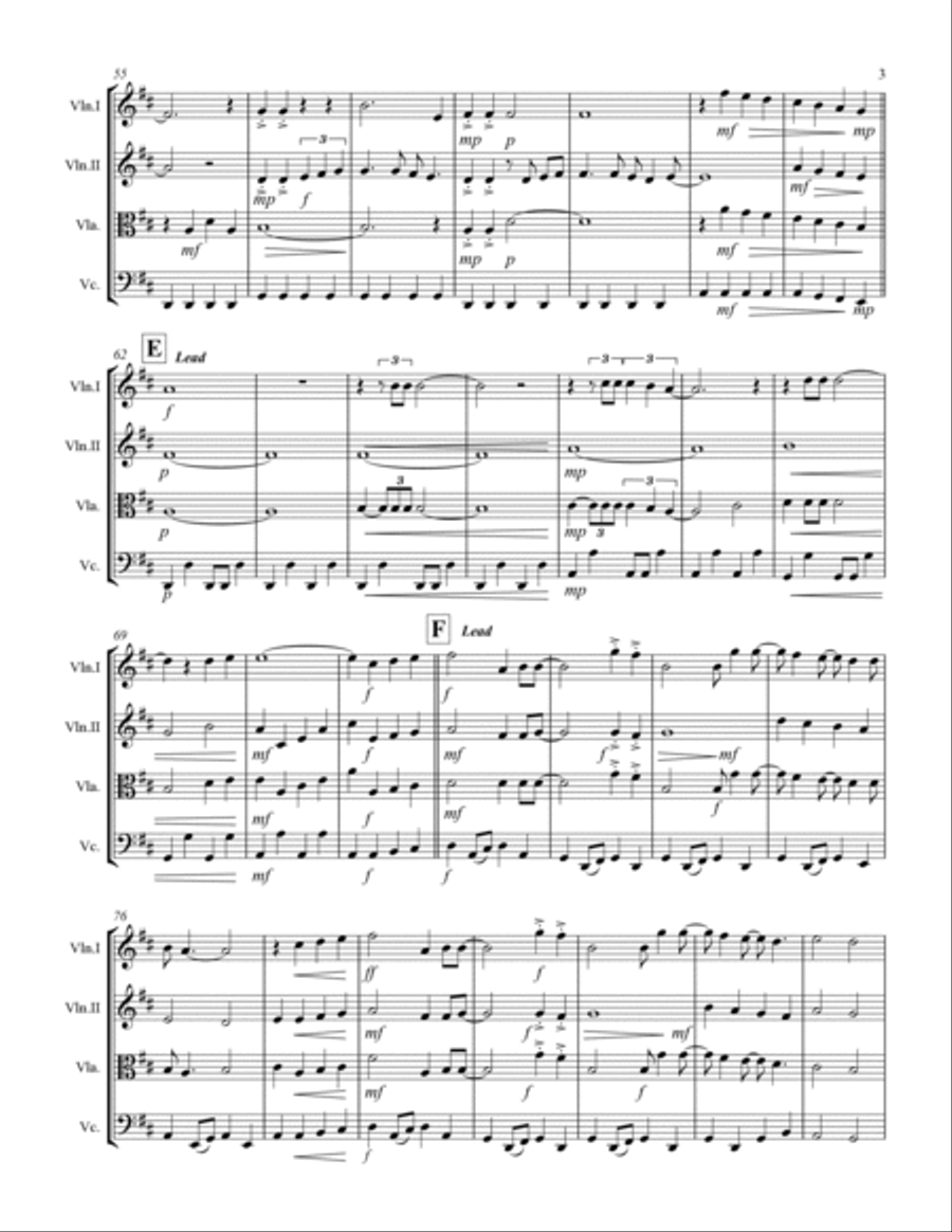 Sweet Caroline String Quartet scores gallery preview page 4
