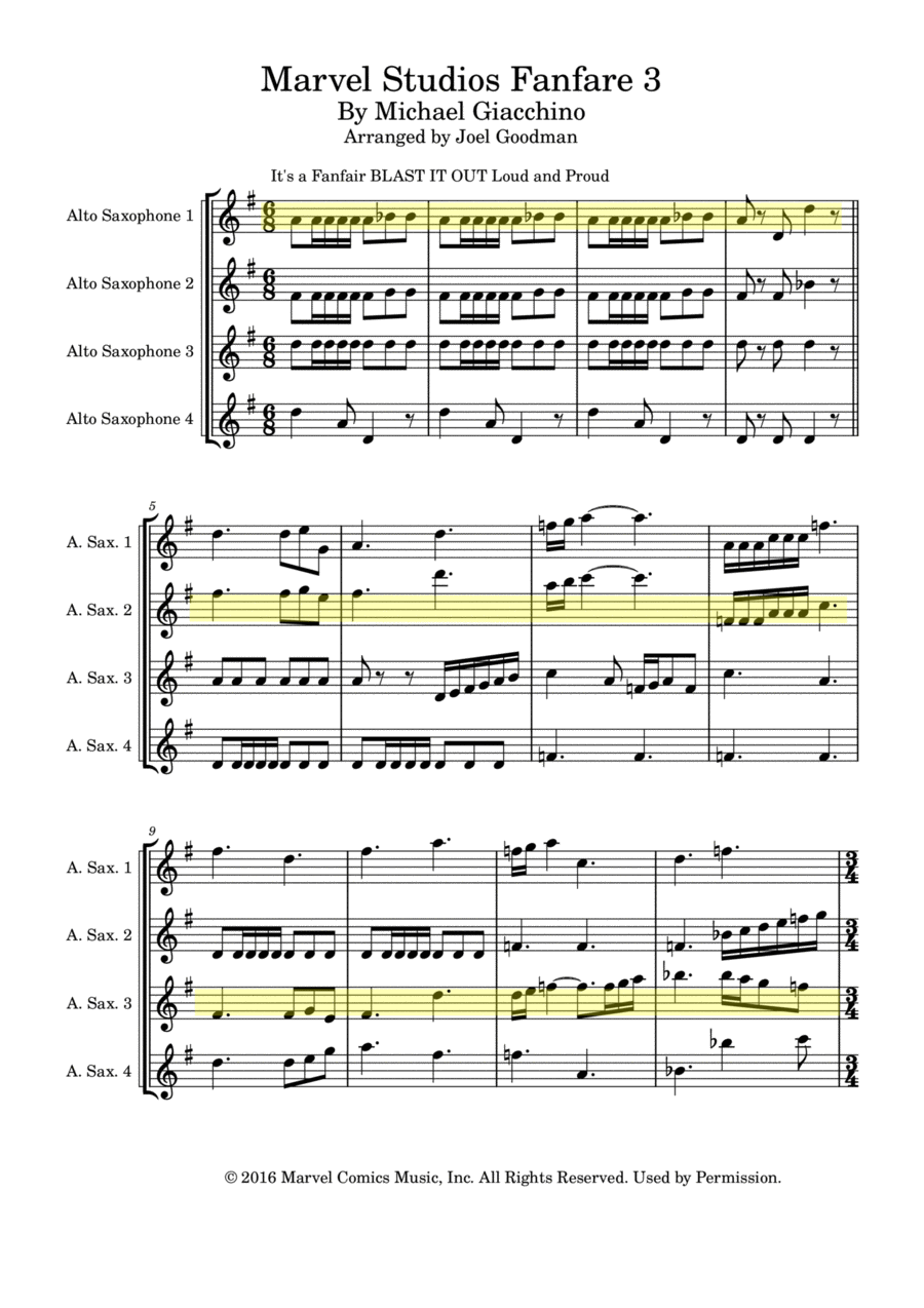Marvel Studios Fanfare 3 Woodwind Ensemble scores gallery preview page 1