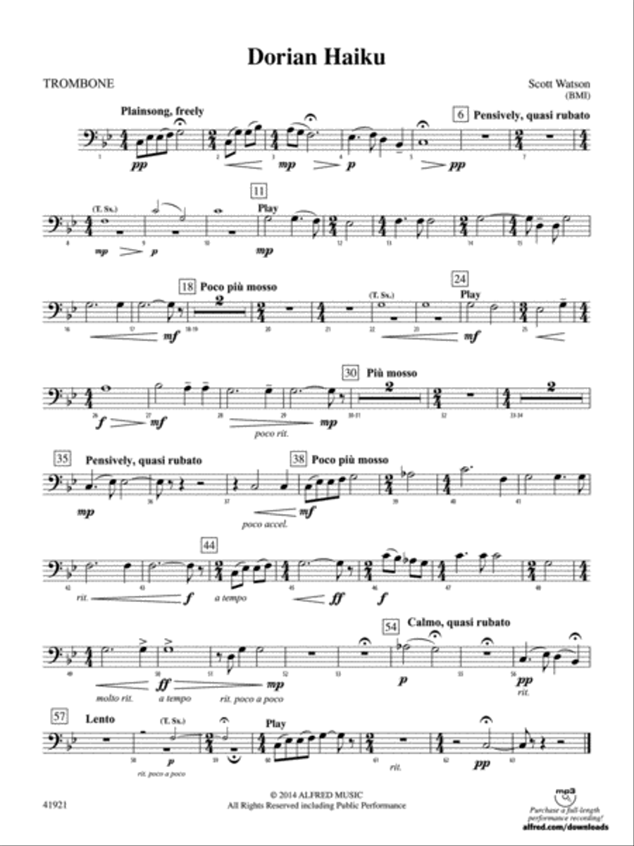 Dorian Haiku: 1st Trombone Concert Band scores gallery preview page 1