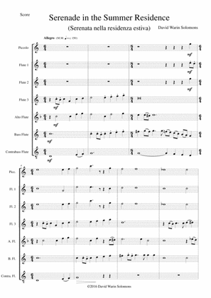 Book cover for Serenade in the summer residence (Serenata nella residenza estiva) for flute choir or flute septet