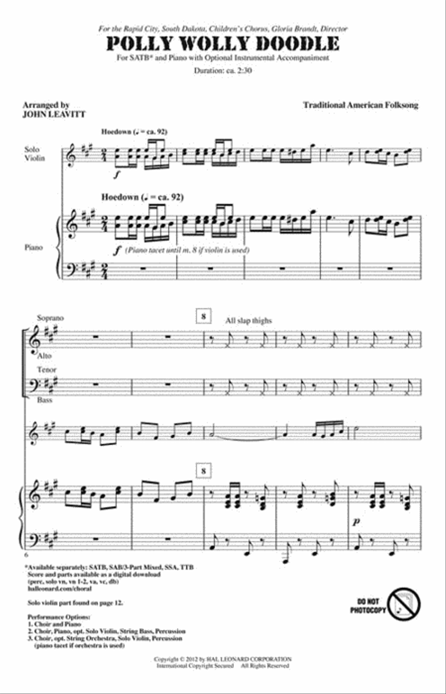 Polly Wolly Doodle Polly Wolly Doodle 4-Part scores gallery preview page 2
