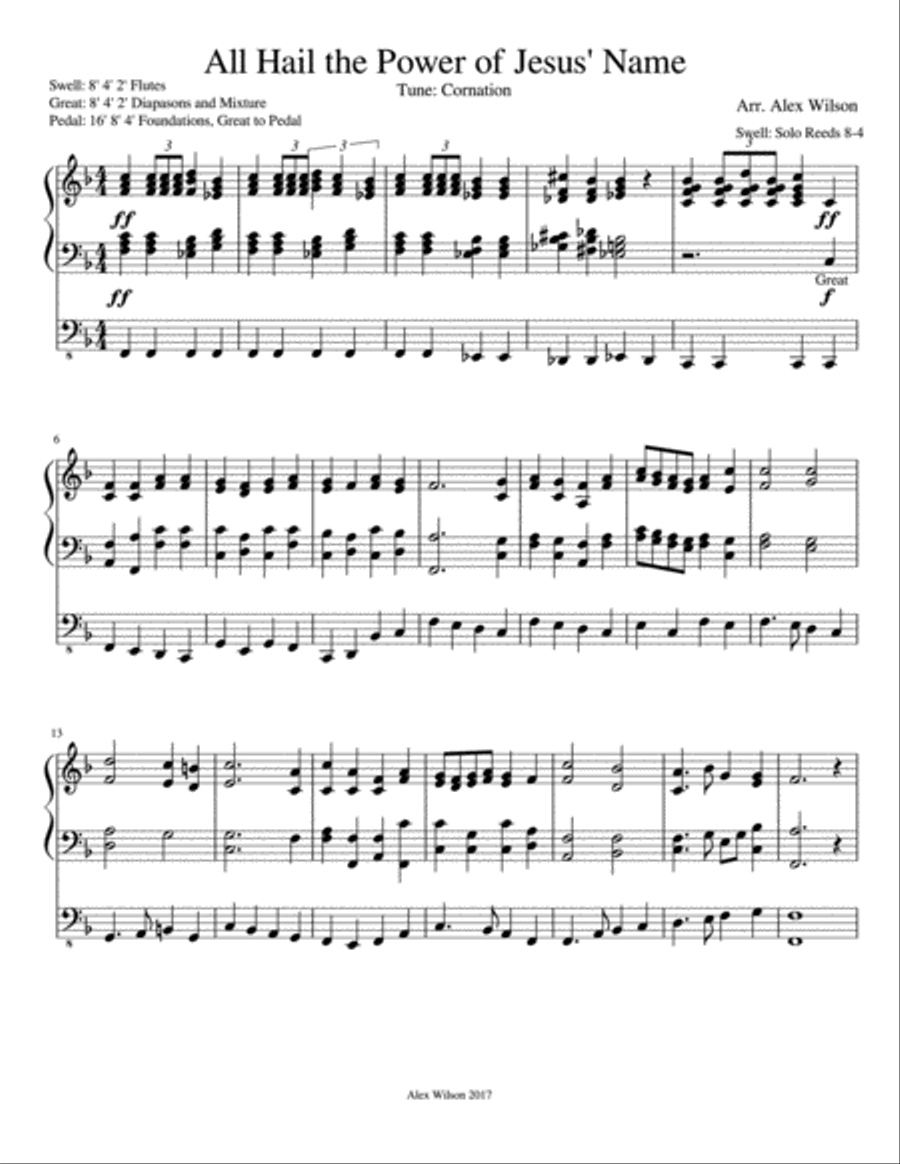 All Hail The Power of Jesus Name! Organ Solo scores gallery preview page 1