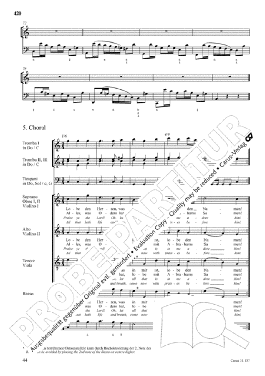 The Complete Sacred Vocal Works (Das geistliche Vokalwerk) Voice scores gallery preview page 421