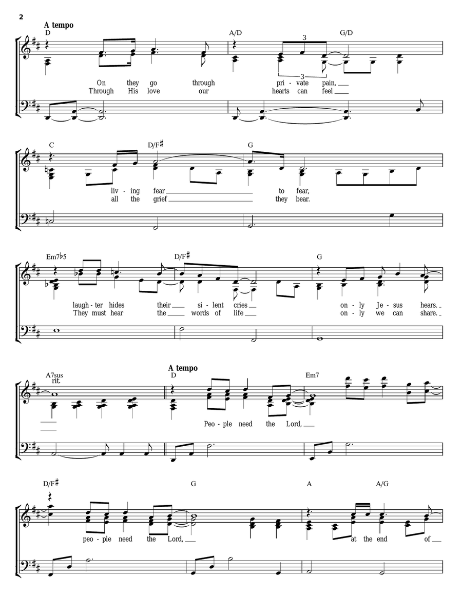 People Need The Lord Piano, Vocal, Guitar scores gallery preview page 2