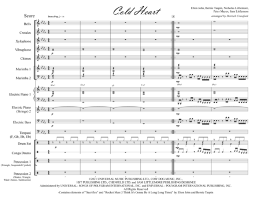 Cold Heart (pnau Remix) Percussion Ensemble scores gallery preview page 2