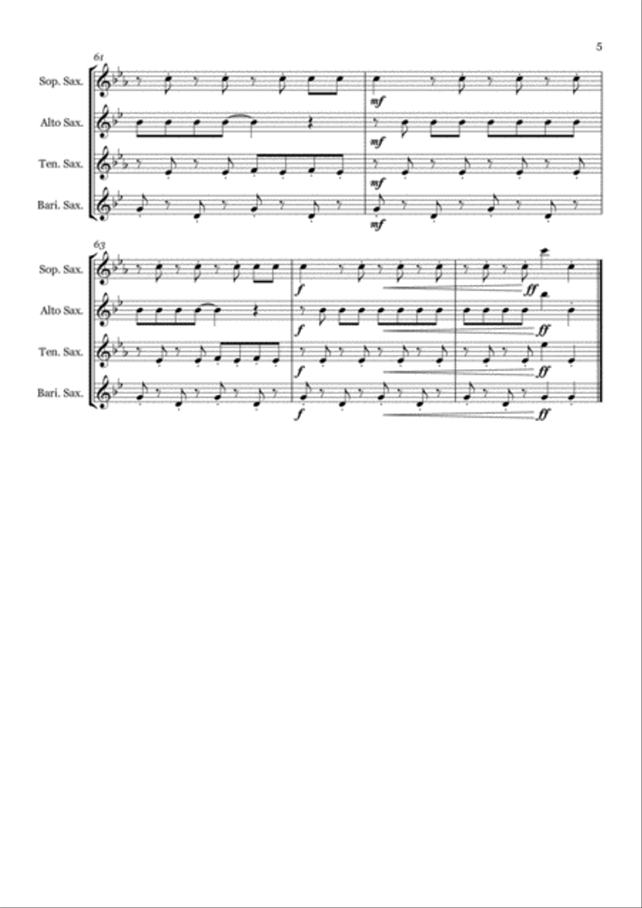 Poker Face Saxophone Quartet scores gallery preview page 5