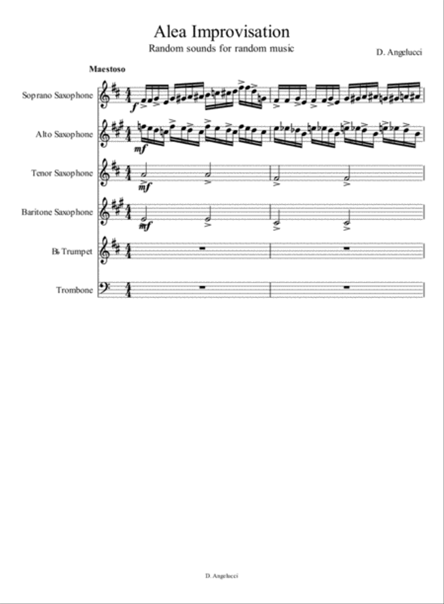 ALEA IMPROVISATION FOR SAXOPHONES, TRUMPET AND TROMBONE Small Ensemble scores gallery preview page 2