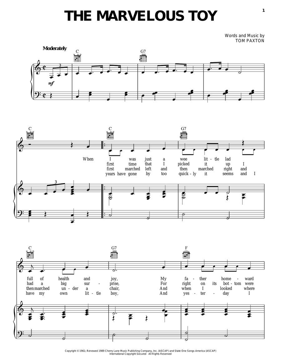 The Marvelous Toy Piano, Vocal, Guitar scores gallery preview page 1