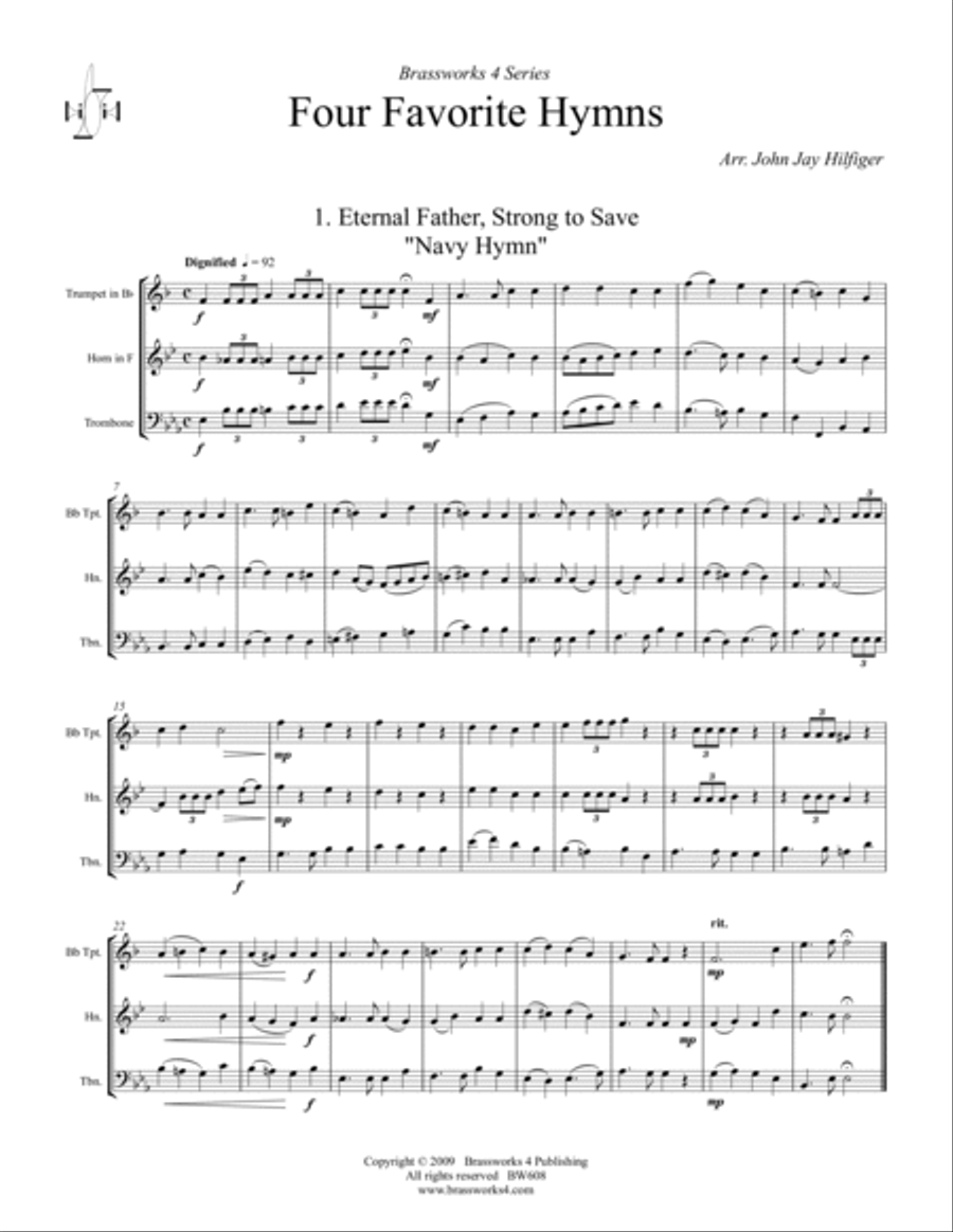 4 Favorite Hymns Brass Trio scores gallery preview page 2