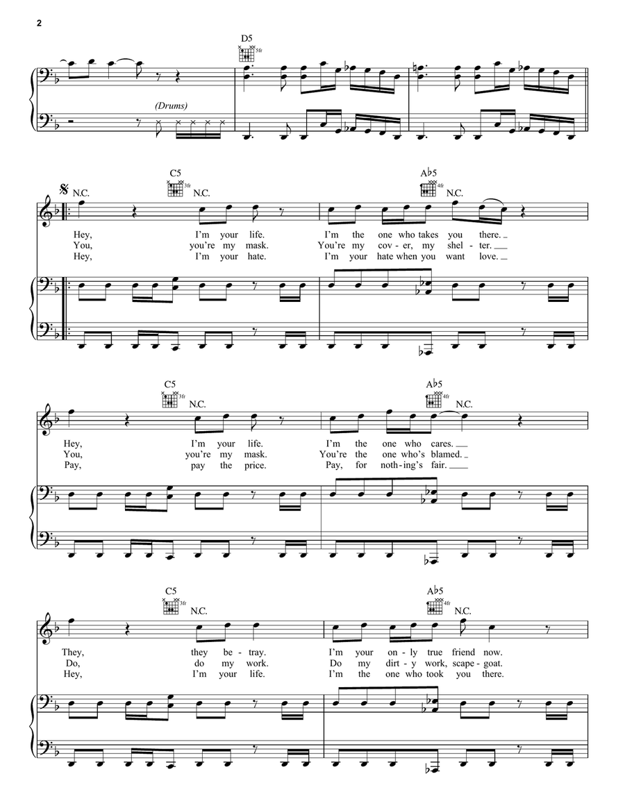 Sad But True Piano, Vocal, Guitar scores gallery preview page 2