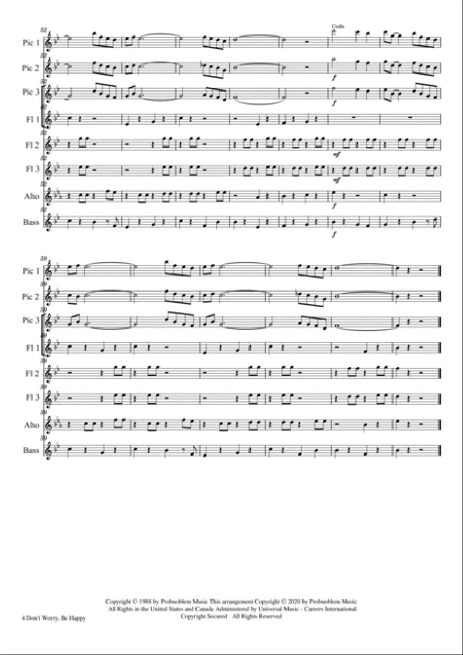 Don't Worry, Be Happy Woodwind Ensemble scores gallery preview page 4