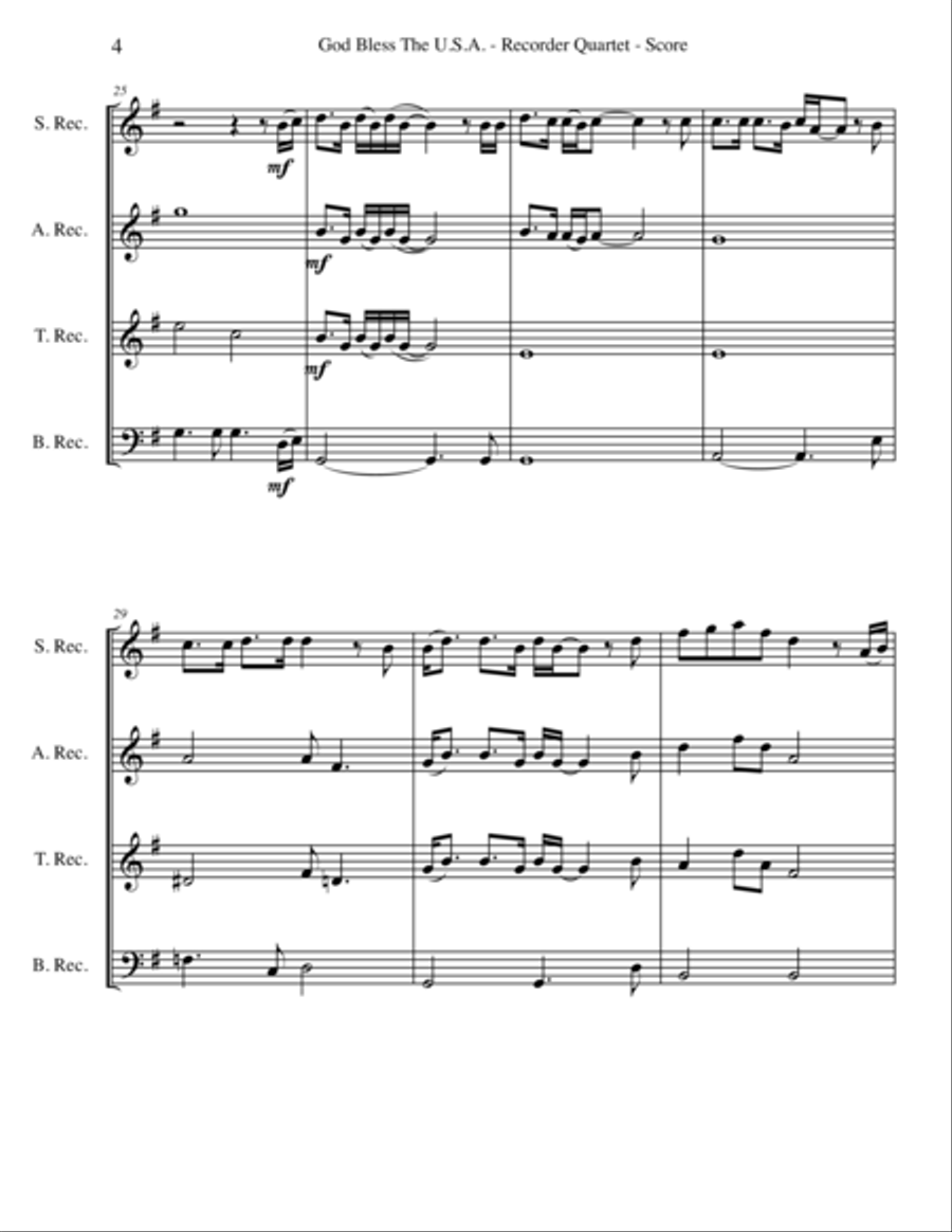 God Bless The U.S.A. Woodwind Quartet scores gallery preview page 4