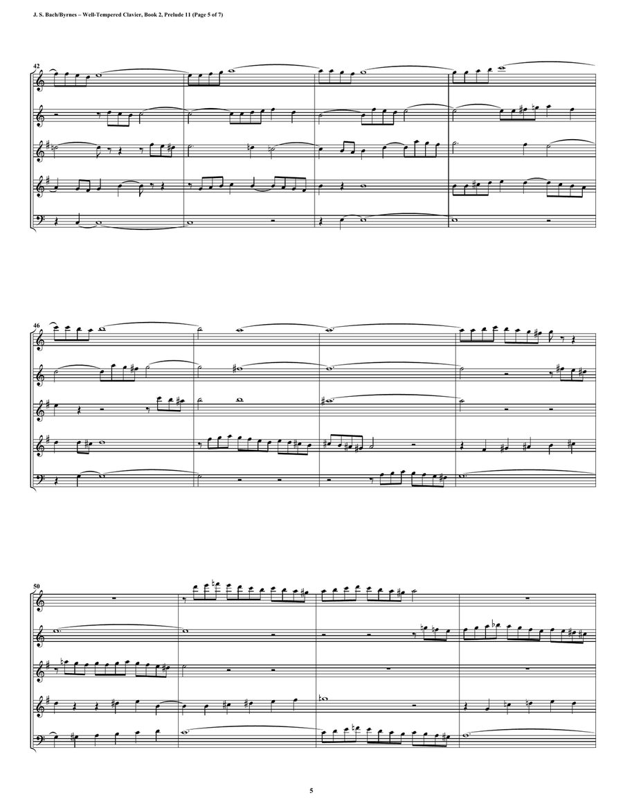 Prelude 11 from Well-Tempered Clavier, Book 2 (Double Reed Quintet) Woodwind Ensemble scores gallery preview page 5