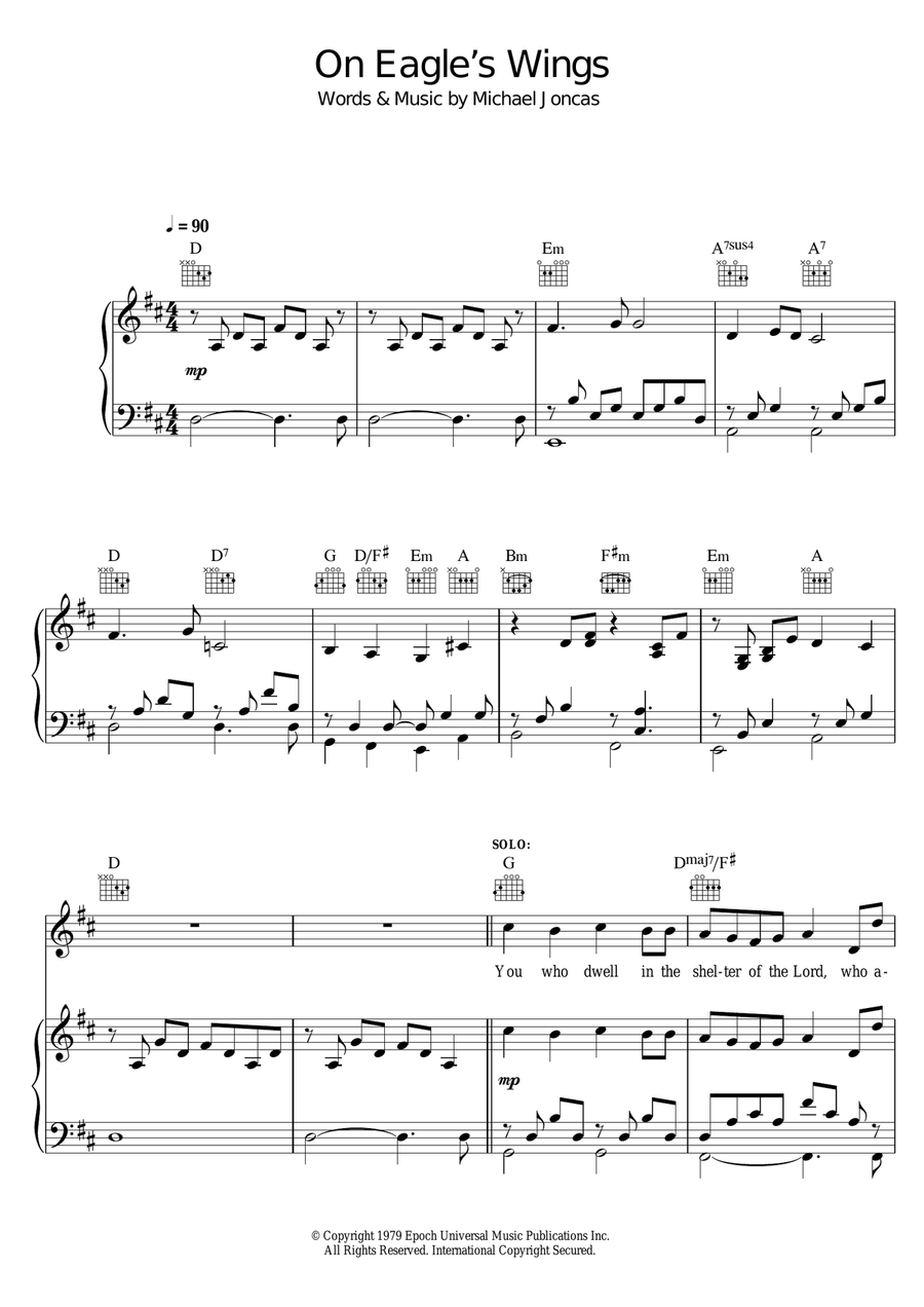 On Eagle's Wings Piano, Vocal scores gallery preview page 1