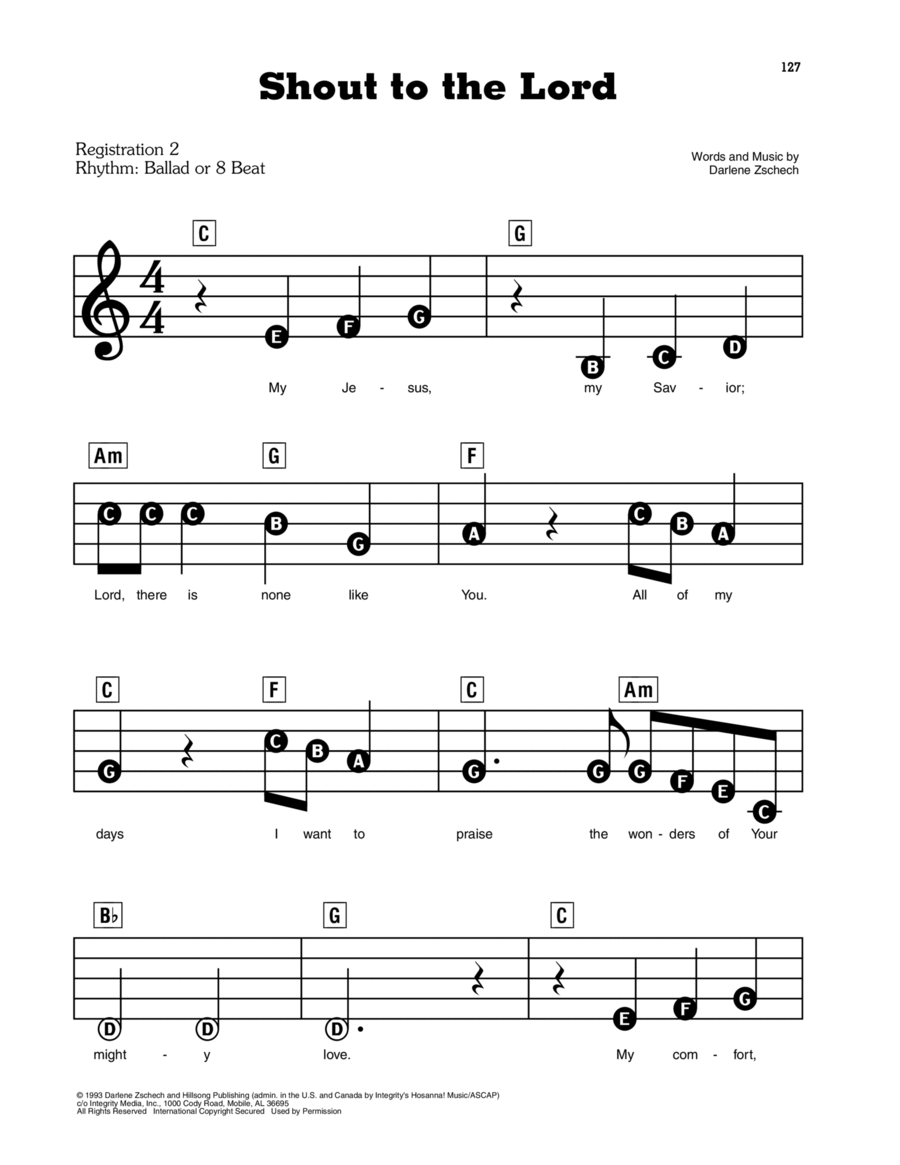 Shout To The Lord Electronic Keyboard scores gallery preview page 1