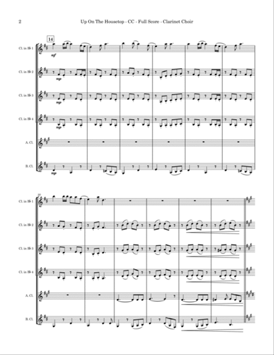 Up on the Housetop (Clarinet Choir) Clarinet Choir scores gallery preview page 2
