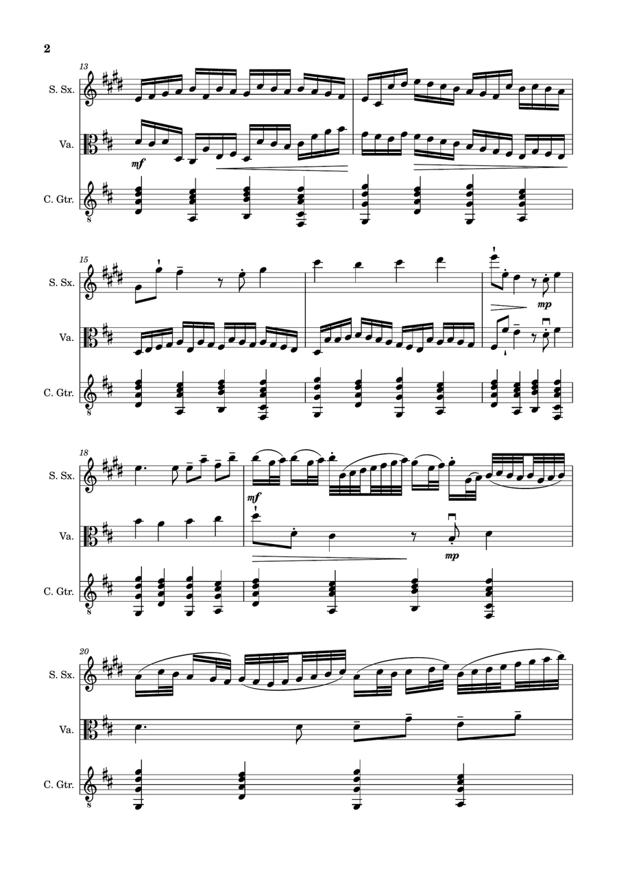 Canon in D Major, P.37; T.337. S. Sax, Viola, and Guitar. Score and Parts. Chamber Music scores gallery preview page 2