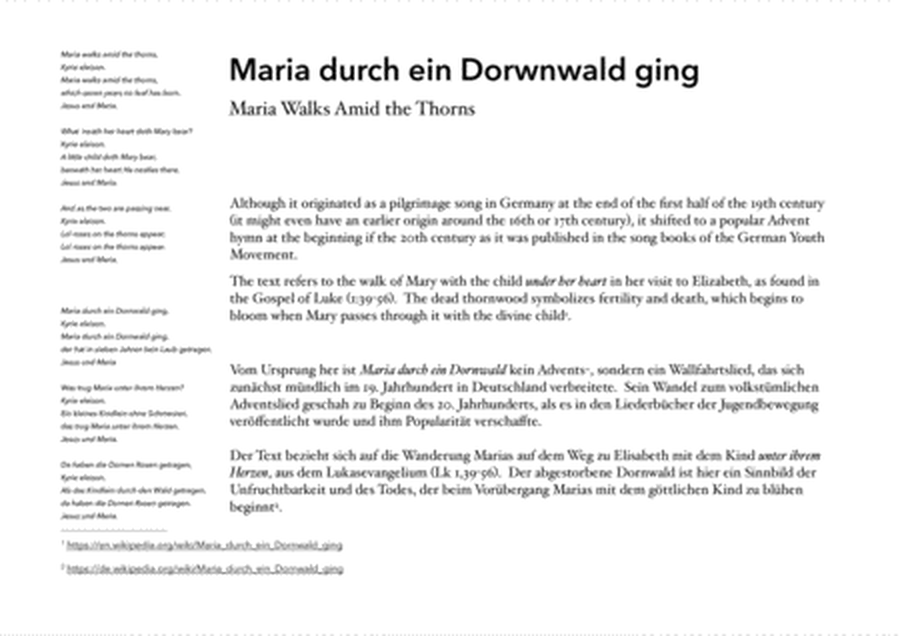 Variations on Maria walks amid the Thorns / Variationen über Maria durch ein Dornwald ging for Cell image number null
