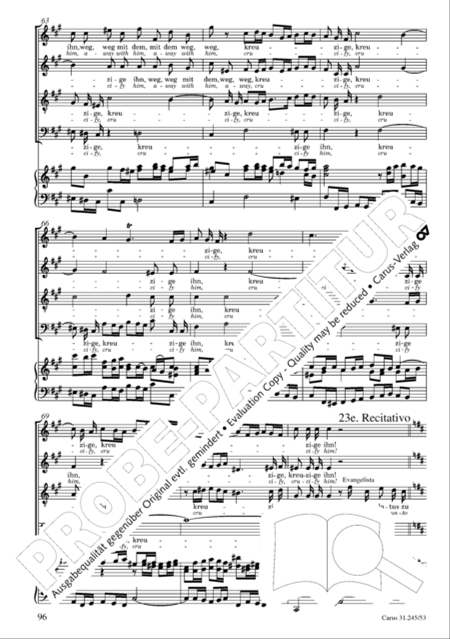 St. John Passion (Johannes-Passion) 4-Part scores gallery preview page 97