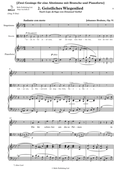 Geistliches Wiegenlied, Op. 91 No. 2 (A-flat Major)