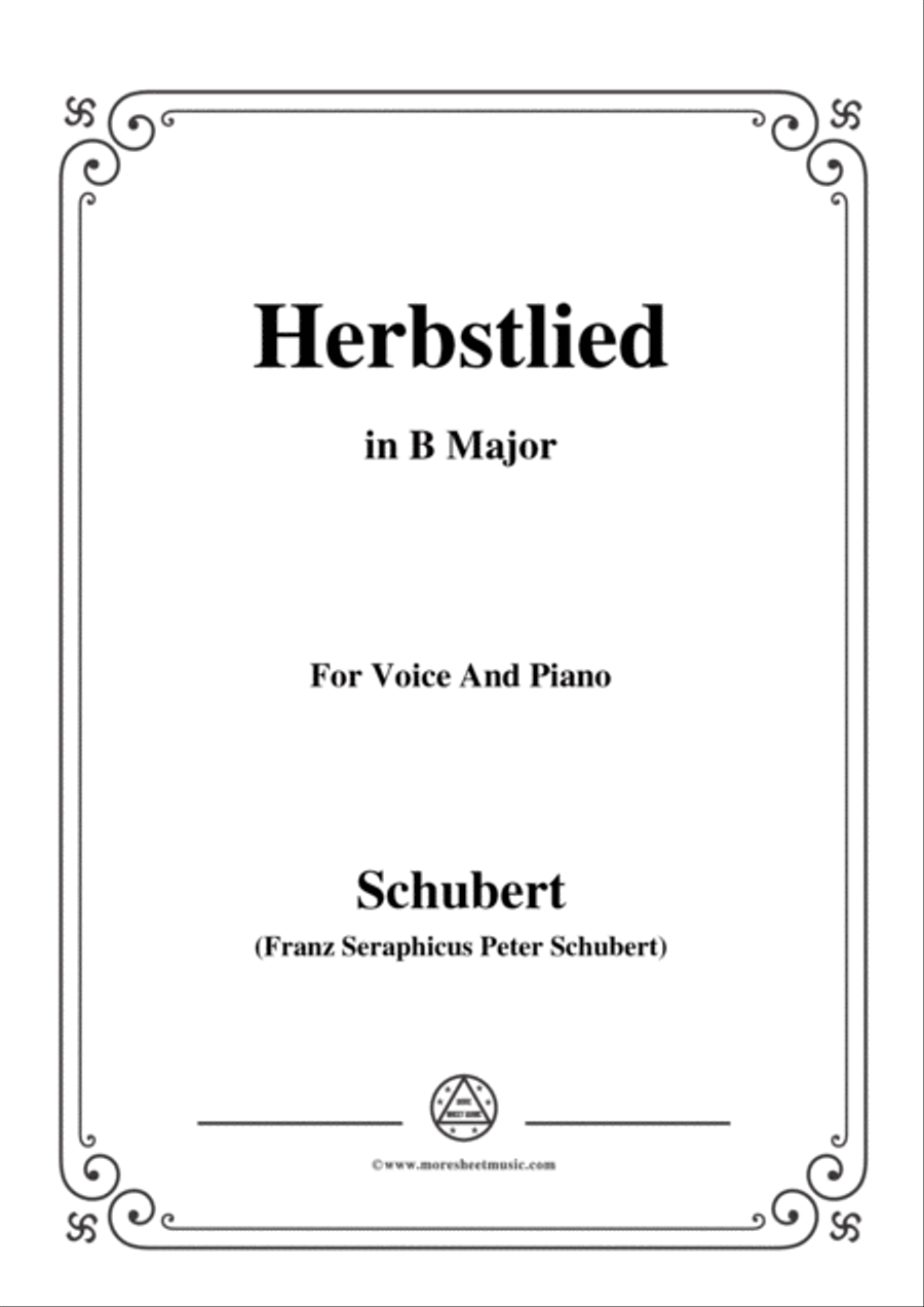 Schubert-Herbstlied,in B Major,for Voice and Piano Voice Solo scores gallery preview page 1