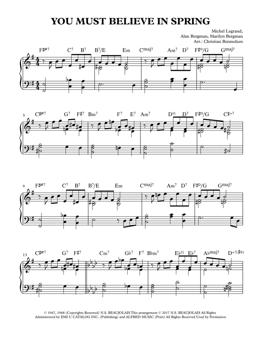 You Must Believe In Spring Piano Solo scores gallery preview page 1