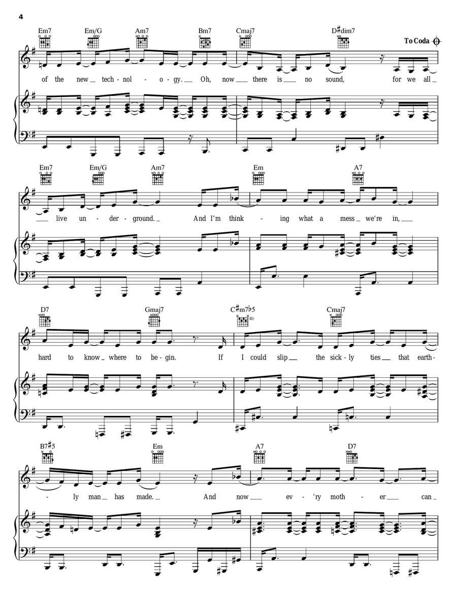 Virtual Insanity Piano, Vocal, Guitar scores gallery preview page 4
