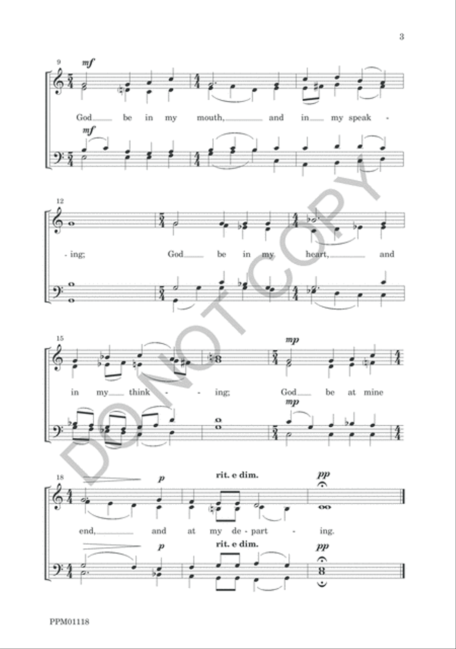 God Be In My Head 4-Part scores gallery preview page 4
