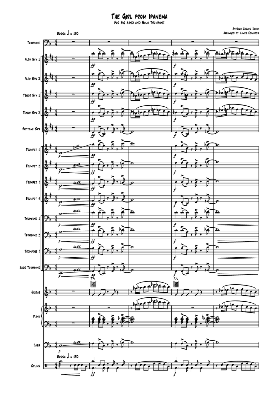 The Girl From Ipanema (Garôta De Ipanema) Jazz Ensemble scores gallery preview page 1