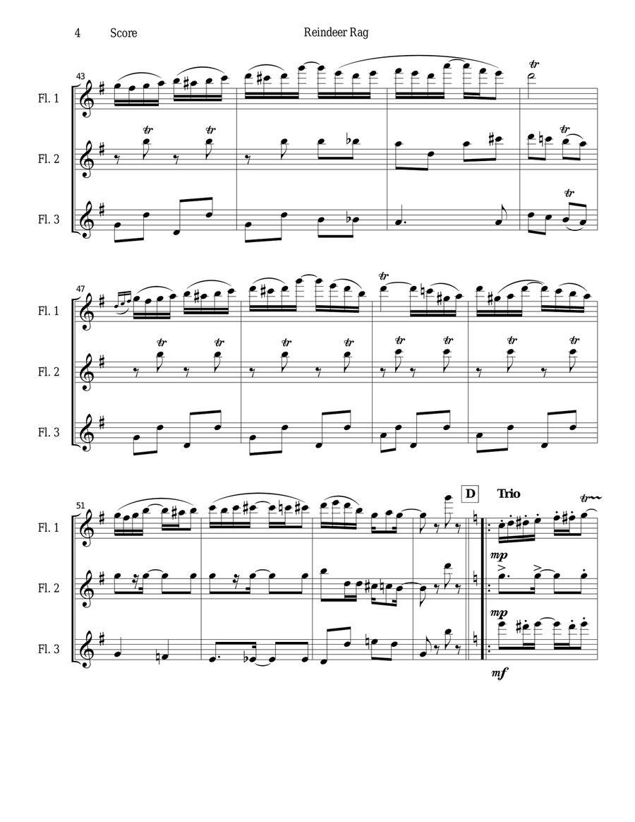 Reindeer Rag for Flute Trio Flute Trio scores gallery preview page 4