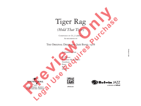 Tiger Rag (Hold That Tiger) Jazz Ensemble - Sheet Music