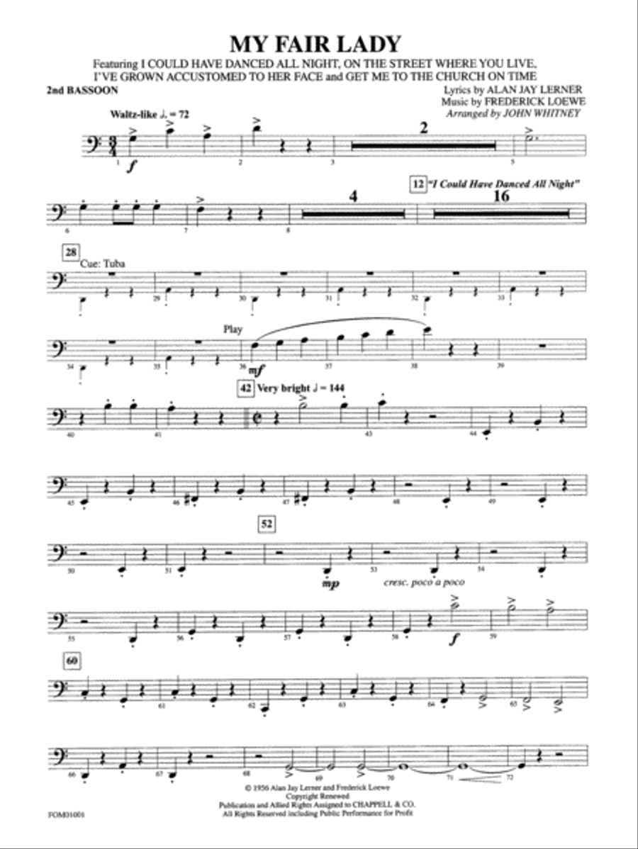 My Fair Lady (Medley): 2nd Bassoon Full Orchestra scores gallery preview page 1